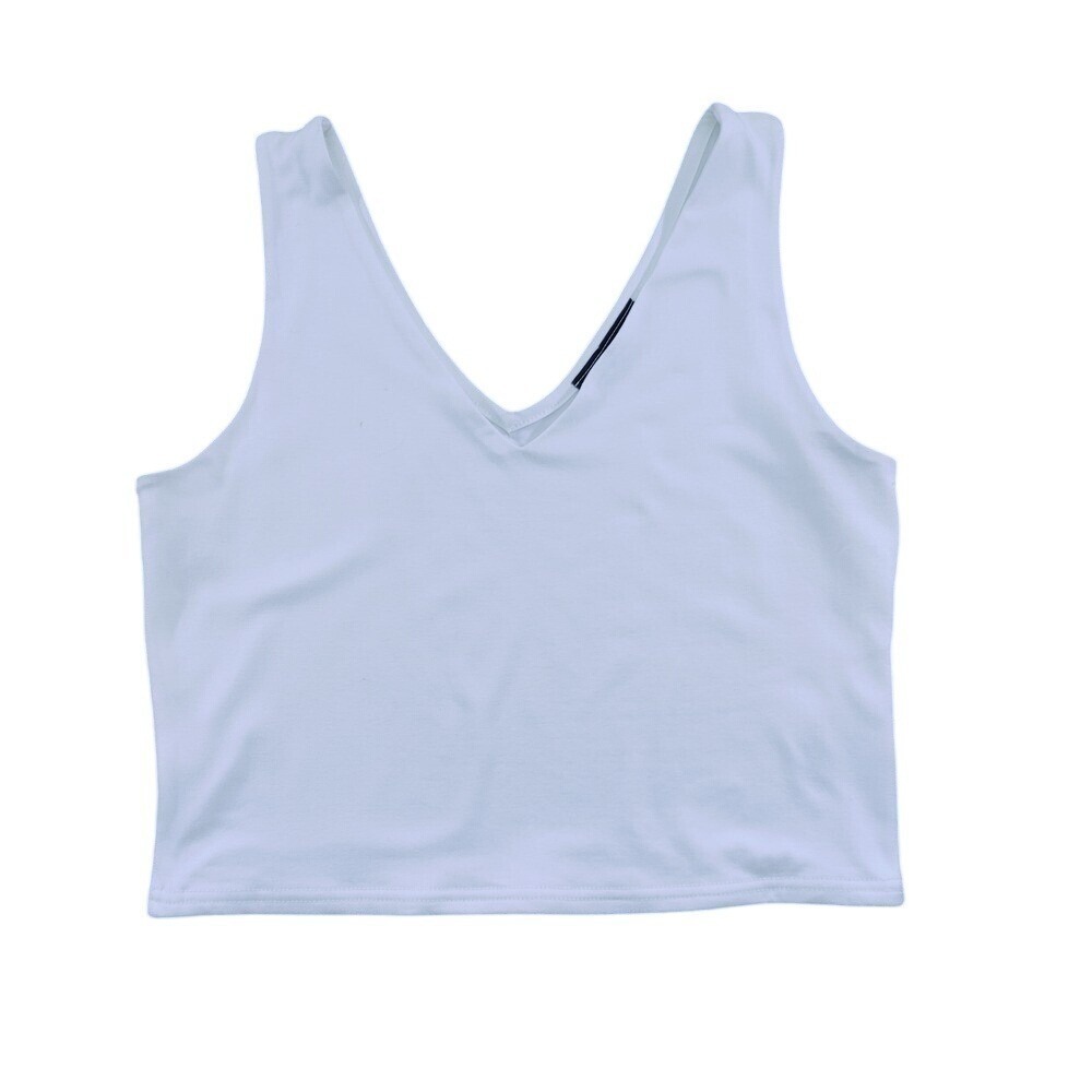 Brit & Brie White Tank Top V-Neck Sleeveless Casual Basic Top Size L NWOT